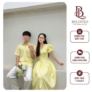 Đồ Đôi Beloved Sơ Mi Nam Váy Dài Vàng Pastel