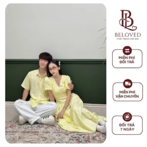 Đồ Đôi Beloved Sơ Mi Nam Váy Dài Vàng Pastel
