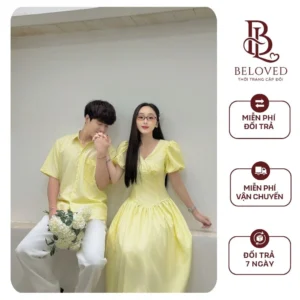 Đồ Đôi Beloved Sơ Mi Nam Váy Dài Vàng Pastel