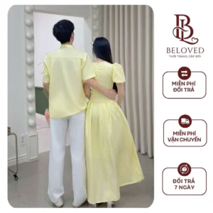 Đồ Đôi Beloved Sơ Mi Nam Váy Dài Vàng Pastel